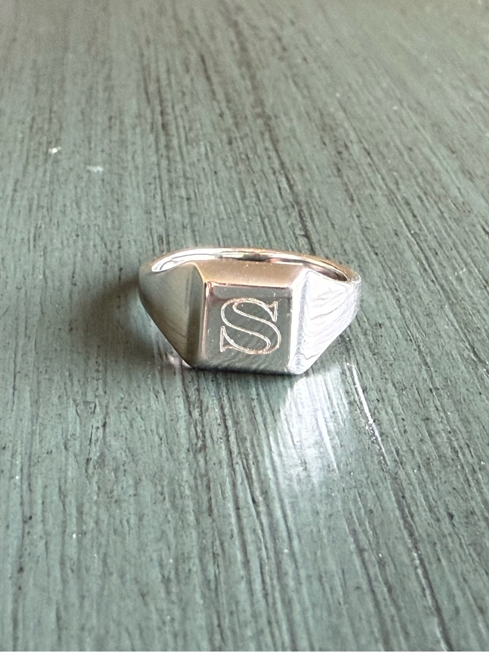 Monica Vinader Signature Signet Ring Silver Pre-engraved size 6